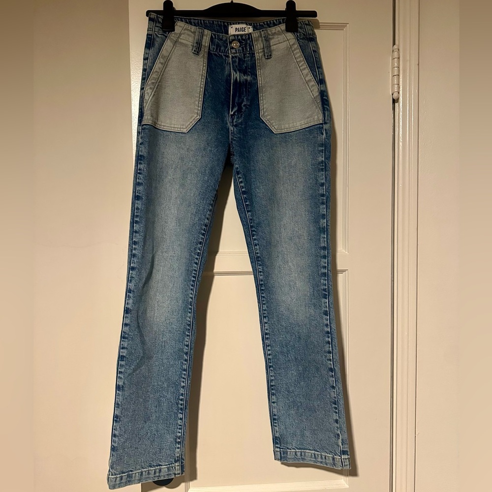 PAIGE Two-Tone Blue Bootcut Jeans